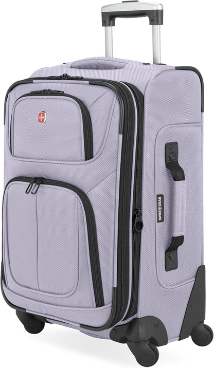 Sion Travel Set, Softside Expandable Carry-On Spinner Bundled with 1900 ScanSmart 17" Laptop Backpack with RFID Blocking & Tech Organization, Black