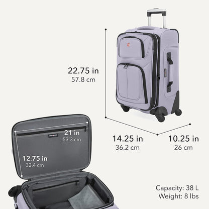 Sion Travel Set, Softside Expandable Carry-On Spinner Bundled with 1900 ScanSmart 17" Laptop Backpack with RFID Blocking & Tech Organization, Black