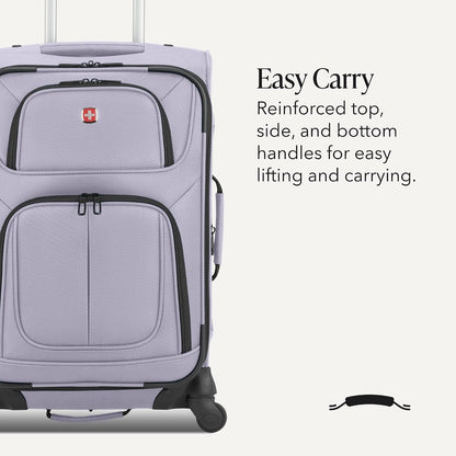 Sion Travel Set, Softside Expandable Carry-On Spinner Bundled with 1900 ScanSmart 17" Laptop Backpack with RFID Blocking & Tech Organization, Black