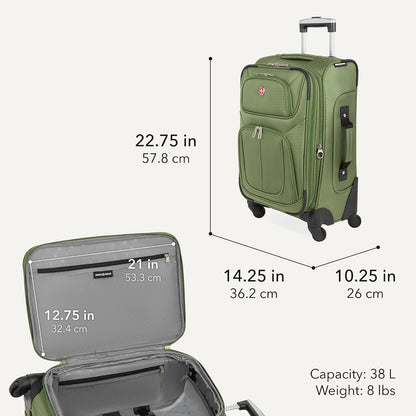 Sion Travel Set, Softside Expandable Carry-On Spinner Bundled with 1900 ScanSmart 17" Laptop Backpack with RFID Blocking & Tech Organization, Black
