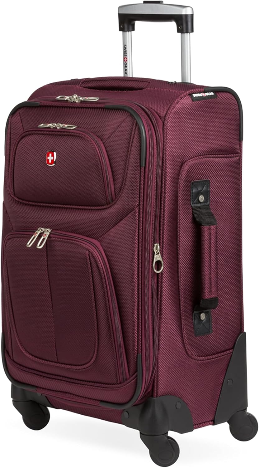 Sion Travel Set, Softside Expandable Carry-On Spinner Bundled with 1900 ScanSmart 17" Laptop Backpack with RFID Blocking & Tech Organization, Black