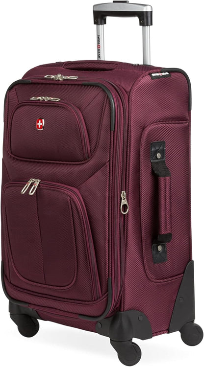 Sion Travel Set, Softside Expandable Carry-On Spinner Bundled with 1900 ScanSmart 17" Laptop Backpack with RFID Blocking & Tech Organization, Black