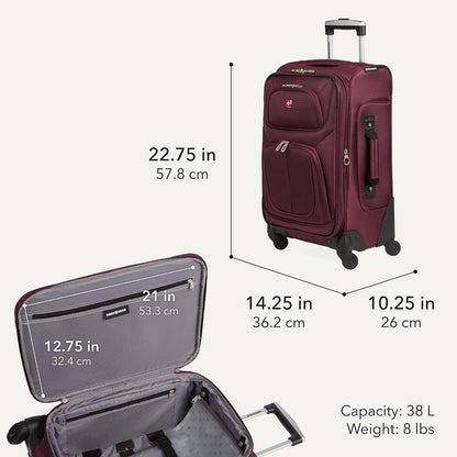 Sion Travel Set, Softside Expandable Carry-On Spinner Bundled with 1900 ScanSmart 17" Laptop Backpack with RFID Blocking & Tech Organization, Black