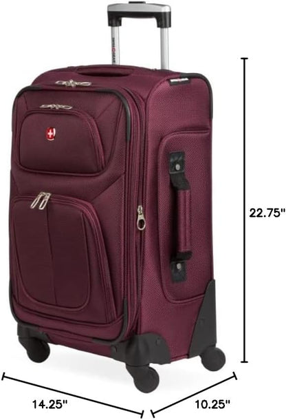 Sion Travel Set, Softside Expandable Carry-On Spinner Bundled with 1900 ScanSmart 17" Laptop Backpack with RFID Blocking & Tech Organization, Black