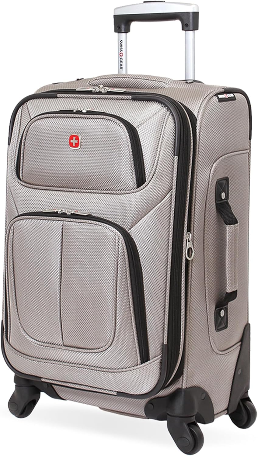 Sion Travel Set, Softside Expandable Carry-On Spinner Bundled with 1900 ScanSmart 17" Laptop Backpack with RFID Blocking & Tech Organization, Black