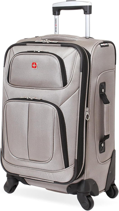 Sion Travel Set, Softside Expandable Carry-On Spinner Bundled with 1900 ScanSmart 17" Laptop Backpack with RFID Blocking & Tech Organization, Black