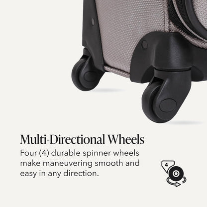 Sion Travel Set, Softside Expandable Carry-On Spinner Bundled with 1900 ScanSmart 17" Laptop Backpack with RFID Blocking & Tech Organization, Black