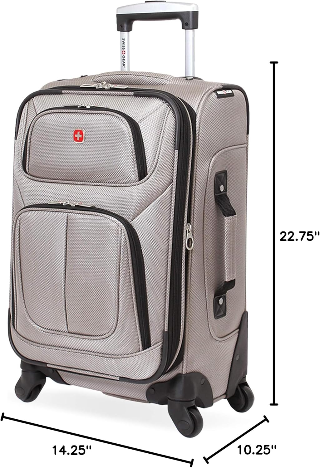 Sion Travel Set, Softside Expandable Carry-On Spinner Bundled with 1900 ScanSmart 17" Laptop Backpack with RFID Blocking & Tech Organization, Black