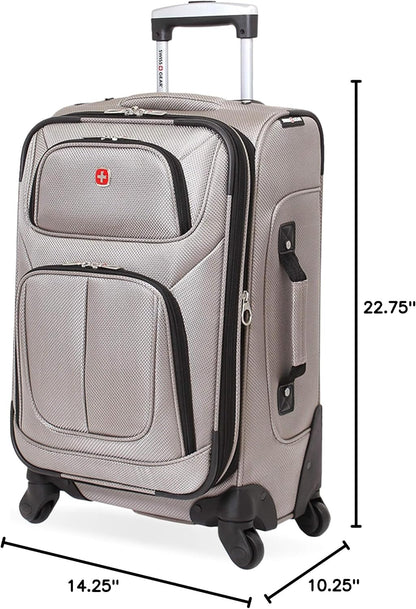 Sion Travel Set, Softside Expandable Carry-On Spinner Bundled with 1900 ScanSmart 17" Laptop Backpack with RFID Blocking & Tech Organization, Black