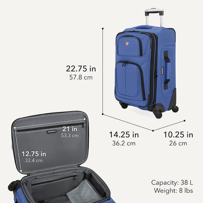 Sion Travel Set, Softside Expandable Carry-On Spinner Bundled with 1900 ScanSmart 17" Laptop Backpack with RFID Blocking & Tech Organization, Black