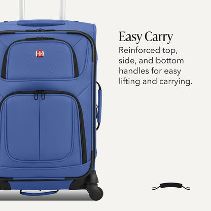 Sion Travel Set, Softside Expandable Carry-On Spinner Bundled with 1900 ScanSmart 17" Laptop Backpack with RFID Blocking & Tech Organization, Black