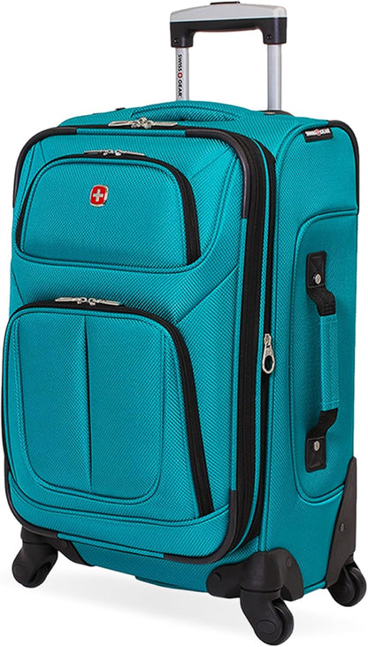 Sion Travel Set, Softside Expandable Carry-On Spinner Bundled with 1900 ScanSmart 17" Laptop Backpack with RFID Blocking & Tech Organization, Black
