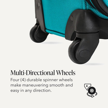 Sion Travel Set, Softside Expandable Carry-On Spinner Bundled with 1900 ScanSmart 17" Laptop Backpack with RFID Blocking & Tech Organization, Black