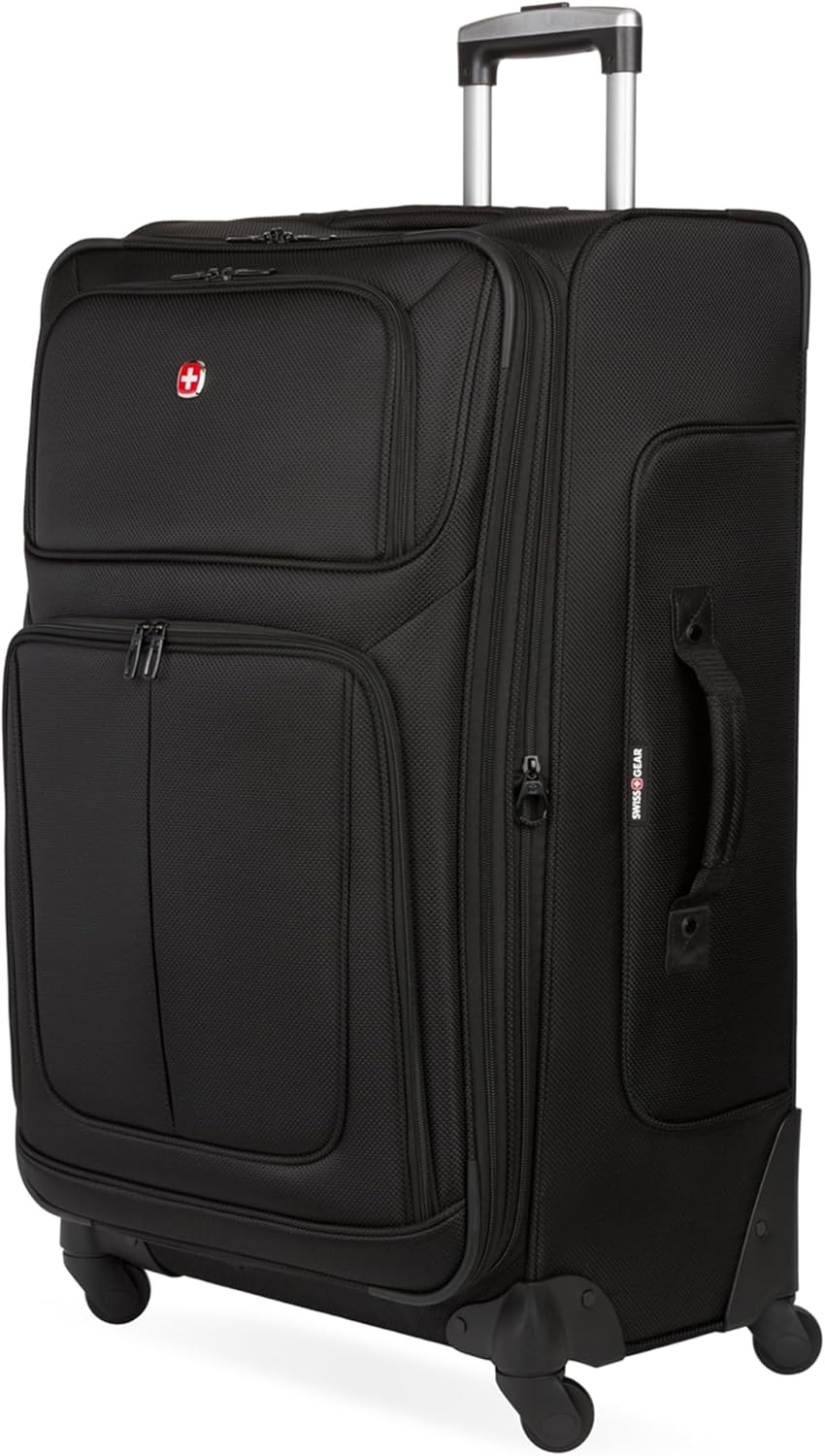 Sion Travel Set, Softside Expandable Carry-On Spinner Bundled with 1900 ScanSmart 17" Laptop Backpack with RFID Blocking & Tech Organization, Black