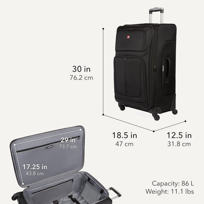 Sion Travel Set, Softside Expandable Carry-On Spinner Bundled with 1900 ScanSmart 17" Laptop Backpack with RFID Blocking & Tech Organization, Black