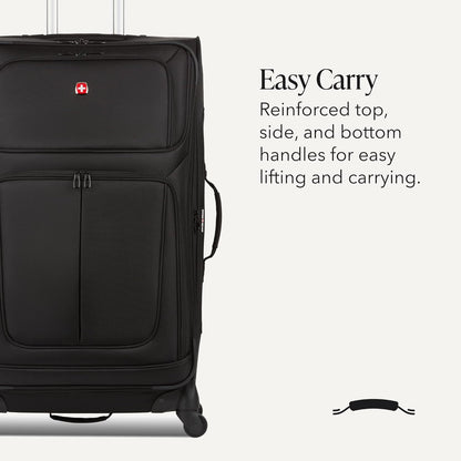 Sion Travel Set, Softside Expandable Carry-On Spinner Bundled with 1900 ScanSmart 17" Laptop Backpack with RFID Blocking & Tech Organization, Black