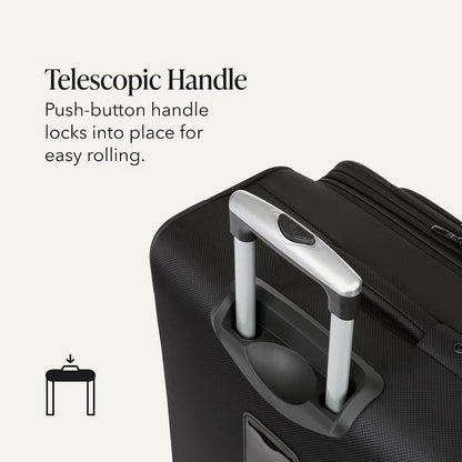 Sion Travel Set, Softside Expandable Carry-On Spinner Bundled with 1900 ScanSmart 17" Laptop Backpack with RFID Blocking & Tech Organization, Black