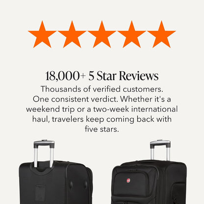 Sion Travel Set, Softside Expandable Carry-On Spinner Bundled with 1900 ScanSmart 17" Laptop Backpack with RFID Blocking & Tech Organization, Black