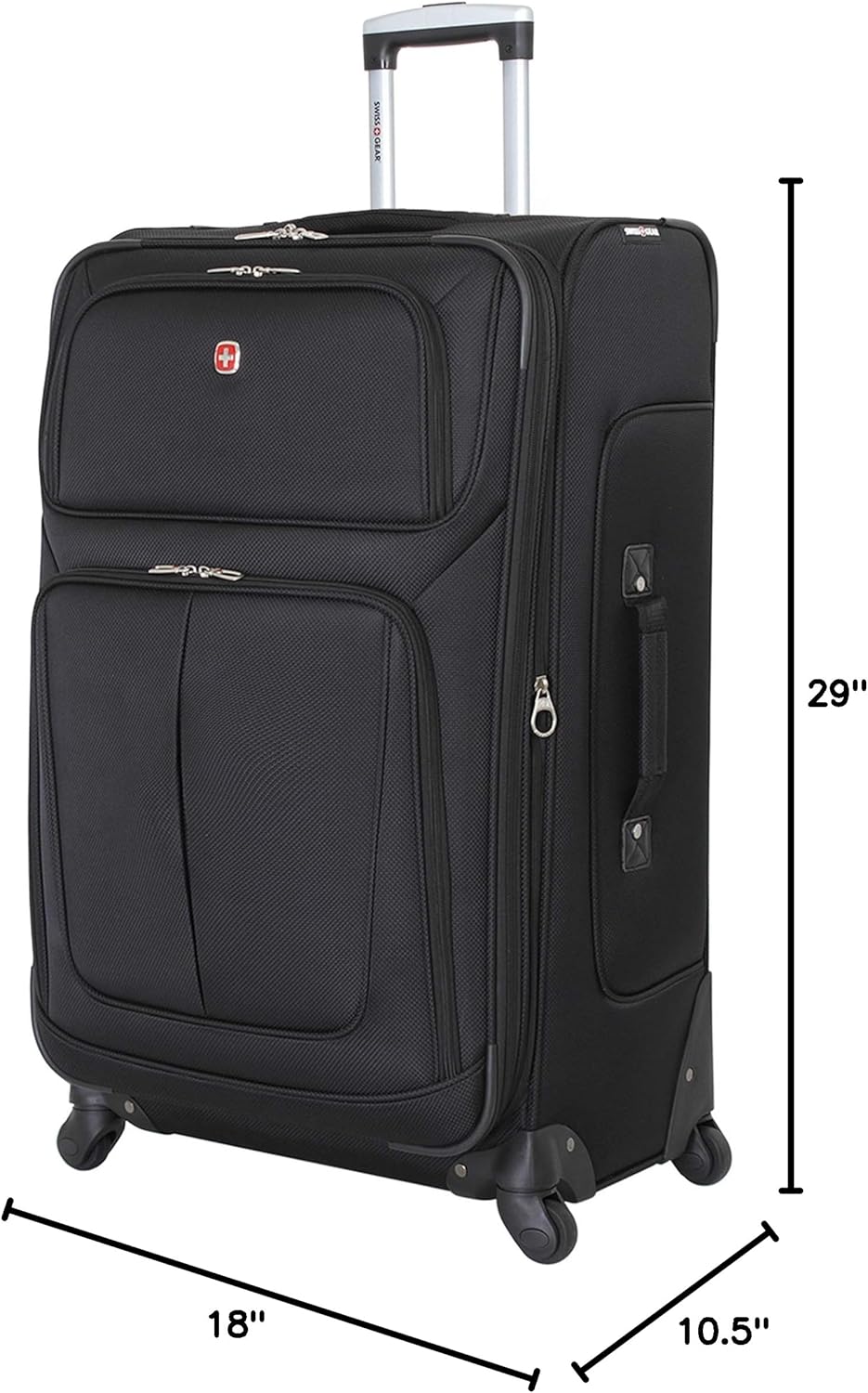 Sion Travel Set, Softside Expandable Carry-On Spinner Bundled with 1900 ScanSmart 17" Laptop Backpack with RFID Blocking & Tech Organization, Black