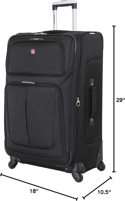 Sion Travel Set, Softside Expandable Carry-On Spinner Bundled with 1900 ScanSmart 17" Laptop Backpack with RFID Blocking & Tech Organization, Black