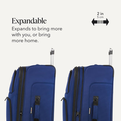 Sion Travel Set, Softside Expandable Carry-On Spinner Bundled with 1900 ScanSmart 17" Laptop Backpack with RFID Blocking & Tech Organization, Black