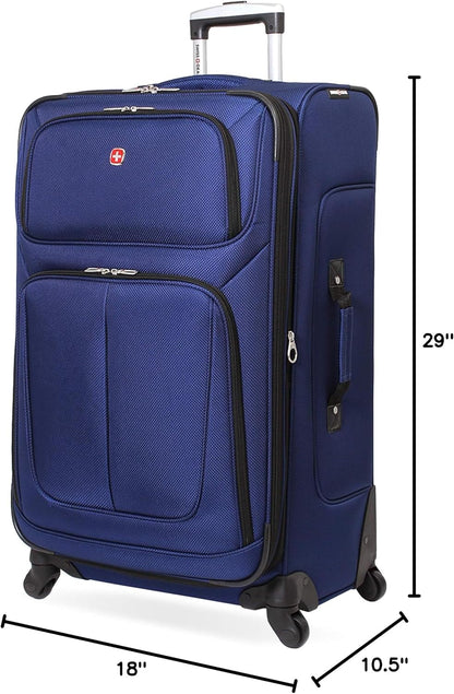 Sion Travel Set, Softside Expandable Carry-On Spinner Bundled with 1900 ScanSmart 17" Laptop Backpack with RFID Blocking & Tech Organization, Black