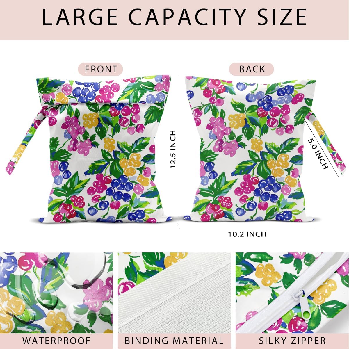 Swimsuit Bag Wet Bags for Travel Reusable Waterproof Dry Bags Diaper Bag Shell Beach Wet Bag for Swimsuit Towels Beach Gym 10.2×12.6 Inches