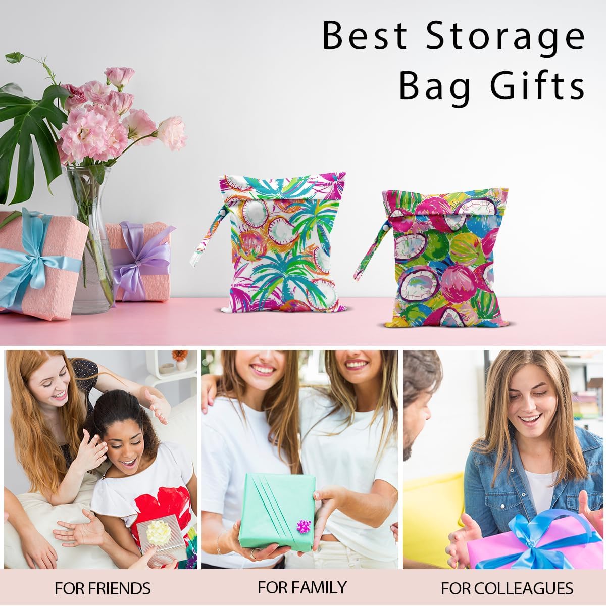Swimsuit Bag Wet Bags for Travel Reusable Waterproof Dry Bags Diaper Bag Shell Beach Wet Bag for Swimsuit Towels Beach Gym 10.2×12.6 Inches