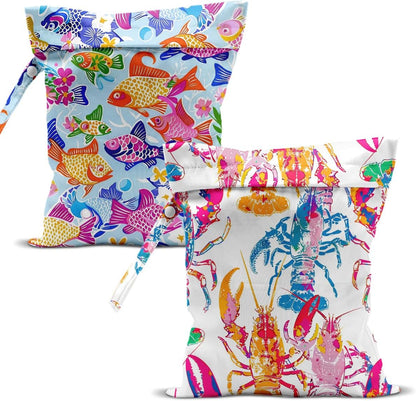 Swimsuit Bag Wet Bags for Travel Reusable Waterproof Dry Bags Diaper Bag Shell Beach Wet Bag for Swimsuit Towels Beach Gym 10.2×12.6 Inches