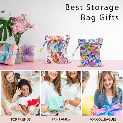 Swimsuit Bag Wet Bags for Travel Reusable Waterproof Dry Bags Diaper Bag Shell Beach Wet Bag for Swimsuit Towels Beach Gym 10.2×12.6 Inches