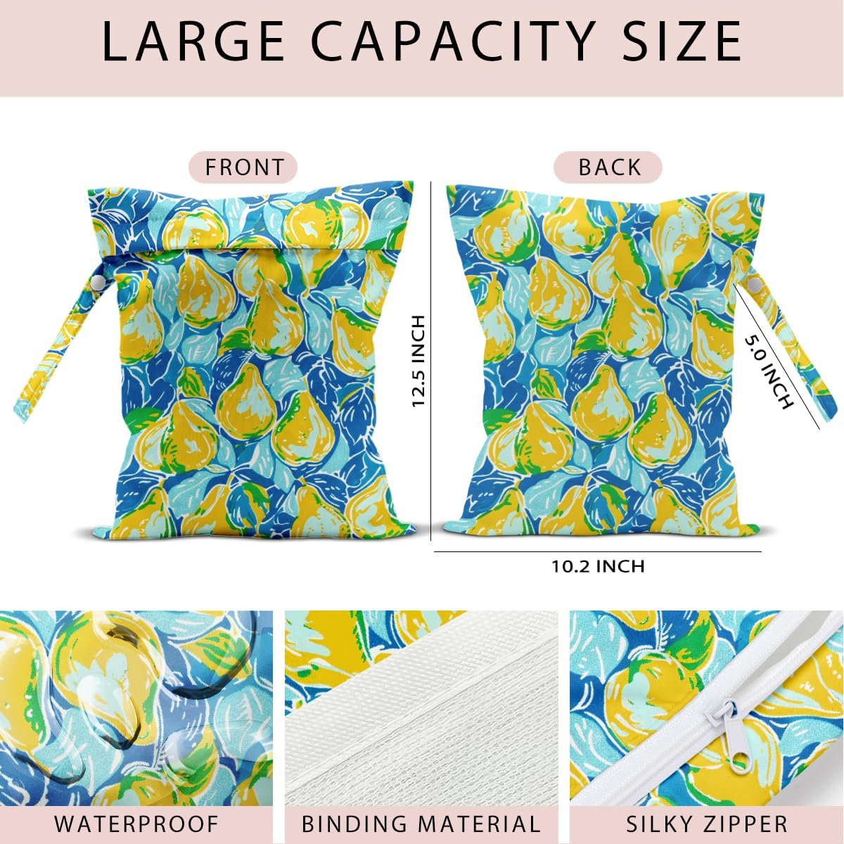 Swimsuit Bag Wet Bags for Travel Reusable Waterproof Dry Bags Diaper Bag Shell Beach Wet Bag for Swimsuit Towels Beach Gym 10.2×12.6 Inches