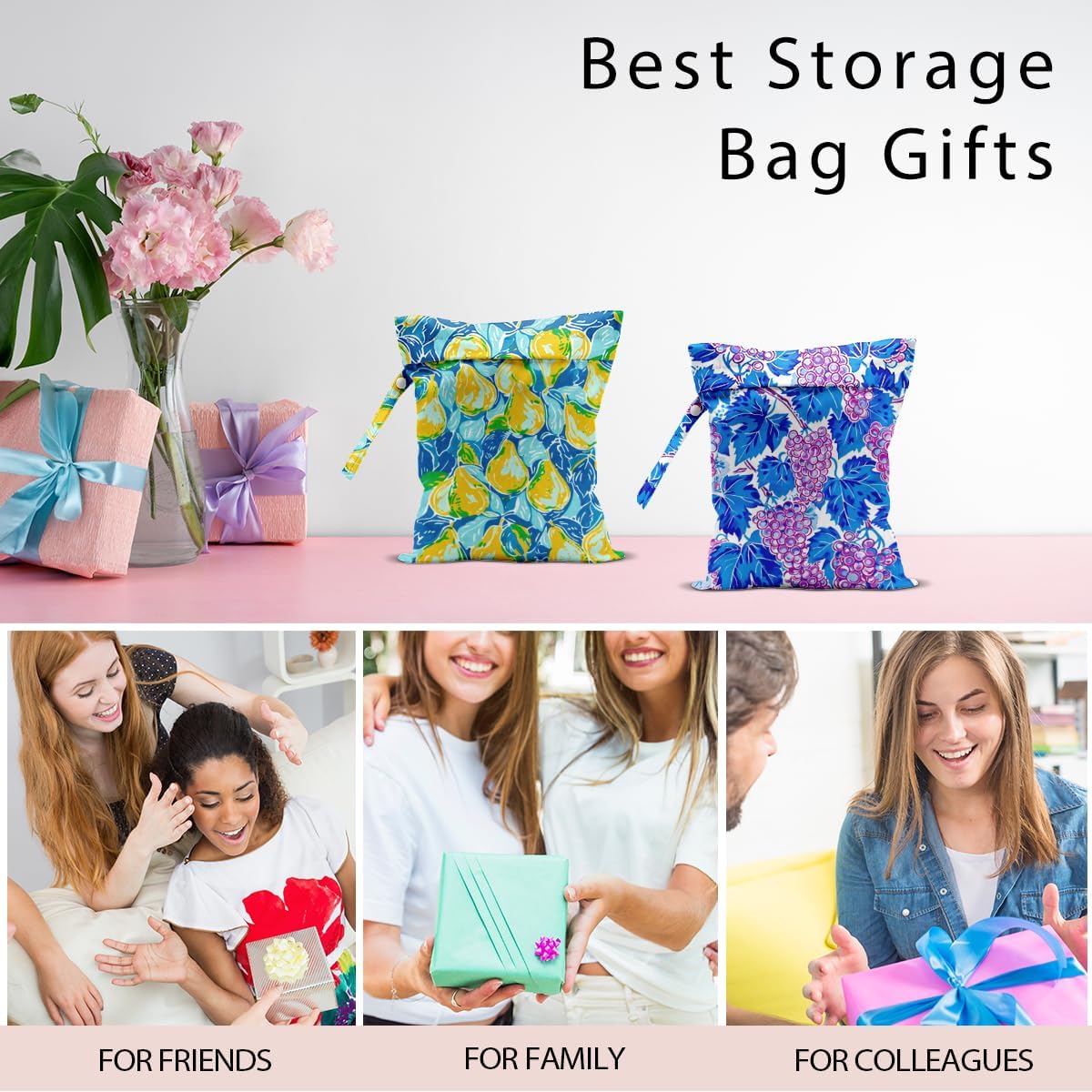 Swimsuit Bag Wet Bags for Travel Reusable Waterproof Dry Bags Diaper Bag Shell Beach Wet Bag for Swimsuit Towels Beach Gym 10.2×12.6 Inches