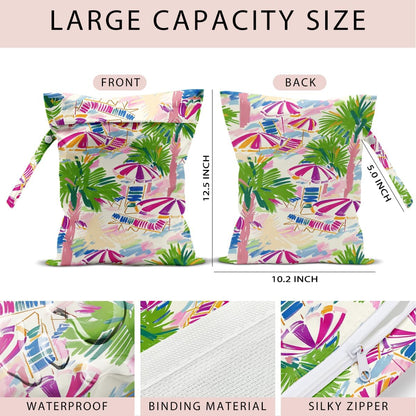 Swimsuit Bag Wet Bags for Travel Reusable Waterproof Dry Bags Diaper Bag Shell Beach Wet Bag for Swimsuit Towels Beach Gym 10.2×12.6 Inches