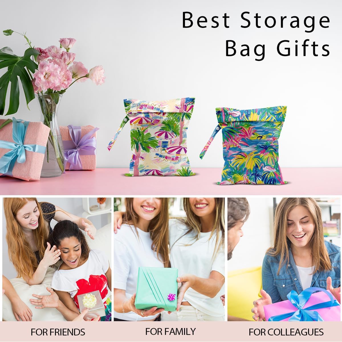 Swimsuit Bag Wet Bags for Travel Reusable Waterproof Dry Bags Diaper Bag Shell Beach Wet Bag for Swimsuit Towels Beach Gym 10.2×12.6 Inches