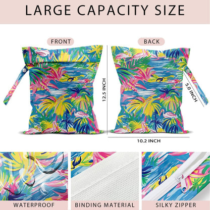Swimsuit Bag Wet Bags for Travel Reusable Waterproof Dry Bags Diaper Bag Shell Beach Wet Bag for Swimsuit Towels Beach Gym 10.2×12.6 Inches