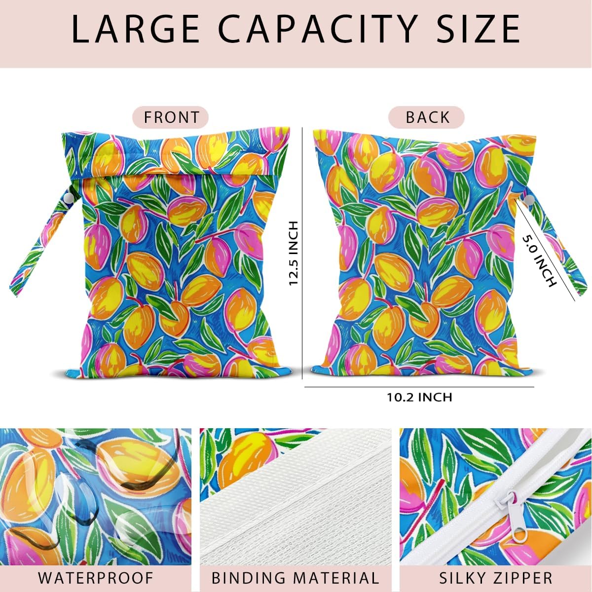 Swimsuit Bag Wet Bags for Travel Reusable Waterproof Dry Bags Diaper Bag Shell Beach Wet Bag for Swimsuit Towels Beach Gym 10.2×12.6 Inches