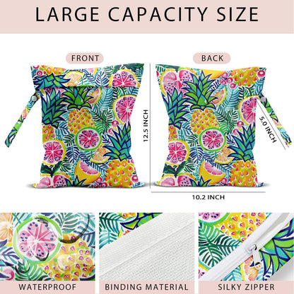 Swimsuit Bag Wet Bags for Travel Reusable Waterproof Dry Bags Diaper Bag Shell Beach Wet Bag for Swimsuit Towels Beach Gym 10.2×12.6 Inches