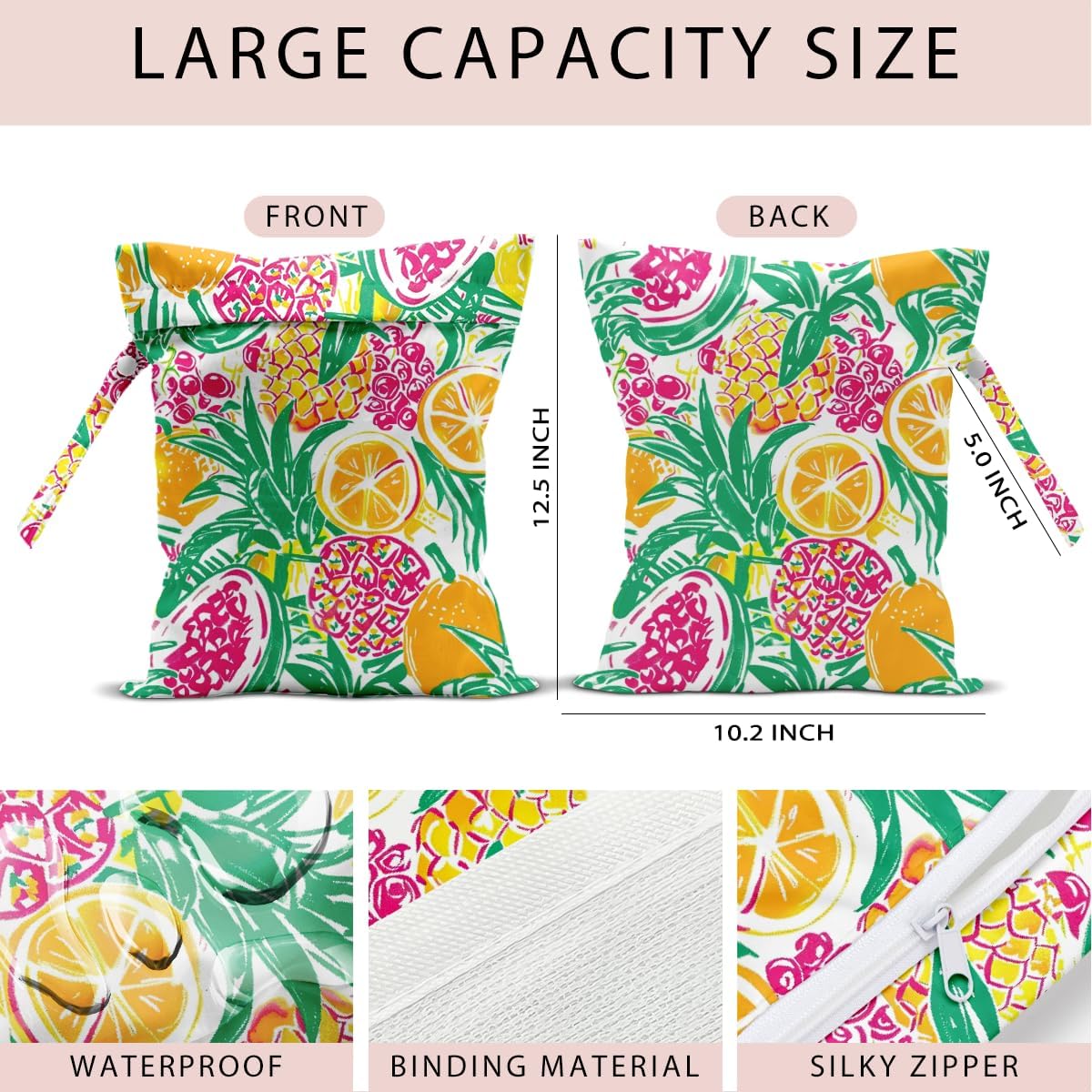Swimsuit Bag Wet Bags for Travel Reusable Waterproof Dry Bags Diaper Bag Shell Beach Wet Bag for Swimsuit Towels Beach Gym 10.2×12.6 Inches