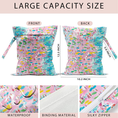 Swimsuit Bag Wet Bags for Travel Reusable Waterproof Dry Bags Diaper Bag Shell Beach Wet Bag for Swimsuit Towels Beach Gym 10.2×12.6 Inches