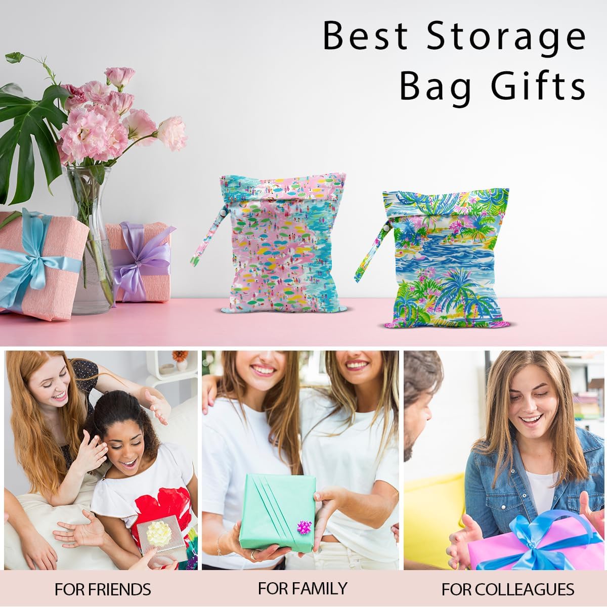 Swimsuit Bag Wet Bags for Travel Reusable Waterproof Dry Bags Diaper Bag Shell Beach Wet Bag for Swimsuit Towels Beach Gym 10.2×12.6 Inches