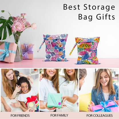 Swimsuit Bag Wet Bags for Travel Reusable Waterproof Dry Bags Diaper Bag Shell Beach Wet Bag for Swimsuit Towels Beach Gym 10.2×12.6 Inches
