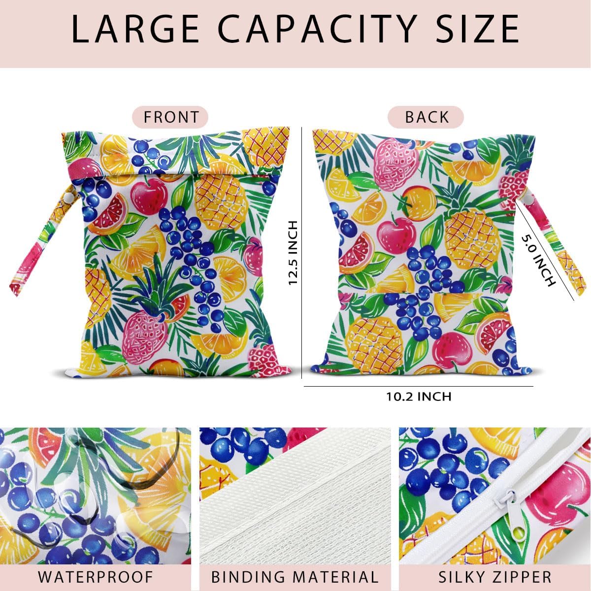 Swimsuit Bag Wet Bags for Travel Reusable Waterproof Dry Bags Diaper Bag Shell Beach Wet Bag for Swimsuit Towels Beach Gym 10.2×12.6 Inches