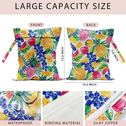Swimsuit Bag Wet Bags for Travel Reusable Waterproof Dry Bags Diaper Bag Shell Beach Wet Bag for Swimsuit Towels Beach Gym 10.2×12.6 Inches