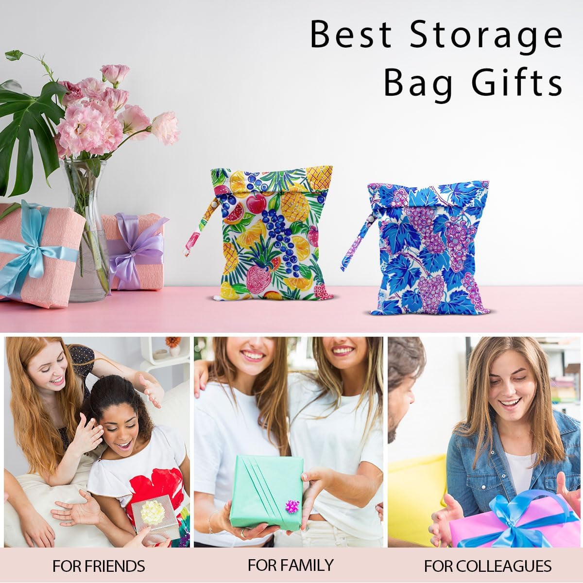 Swimsuit Bag Wet Bags for Travel Reusable Waterproof Dry Bags Diaper Bag Shell Beach Wet Bag for Swimsuit Towels Beach Gym 10.2×12.6 Inches