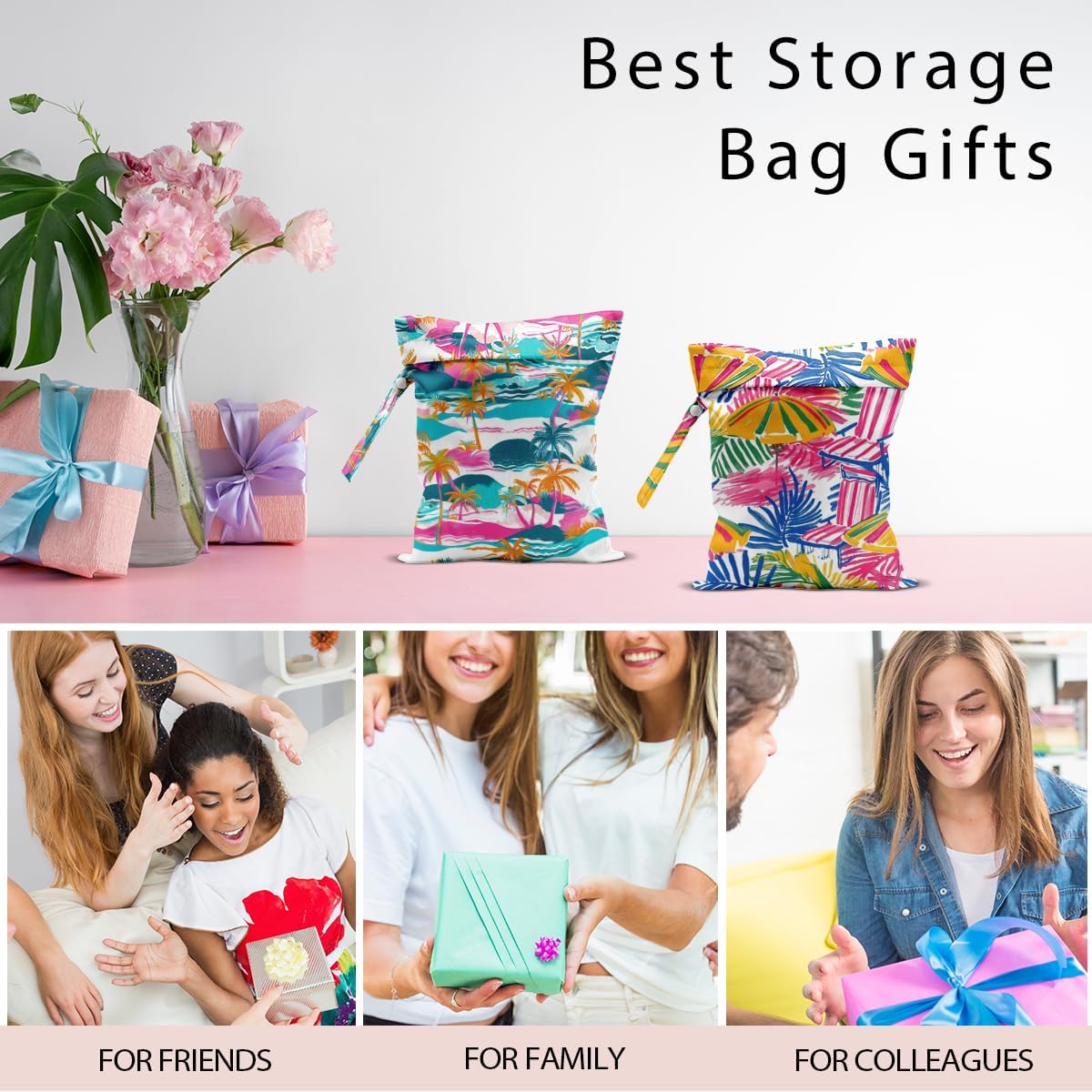 Swimsuit Bag Wet Bags for Travel Reusable Waterproof Dry Bags Diaper Bag Shell Beach Wet Bag for Swimsuit Towels Beach Gym 10.2×12.6 Inches