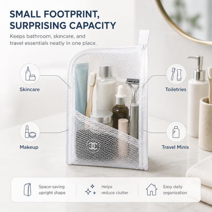 Travel Toiletry Bag Clear Makeup Bag for Women, TSA Approved Waterproof Cosmetic Bag, Portable Standing Travel Essentials Organizer for Travel Size Toiletries and Brushes