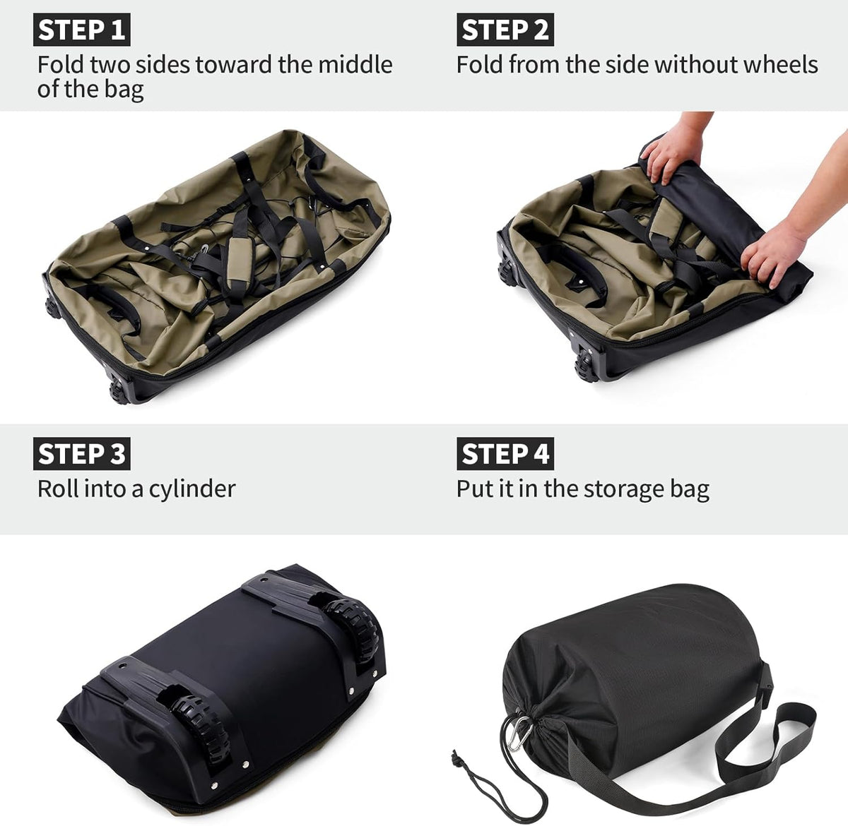 Expandable from 110L to 140L 31.5" Rolling Duffle Bag with 2 Wheels,Foldable Travel Duffel Bag with Large Convertible Compartment Pocket,Army Green