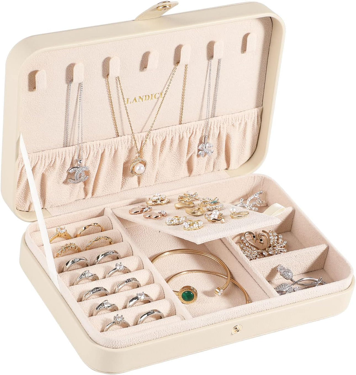 Small Jewelry Box for Women Girls, PU Leather Travel Jewelry Case, Portable Jewelry Organizer Storage Holder Display for Ring Earrings Necklace Bracelet Bangle Men Kids Gift, Black