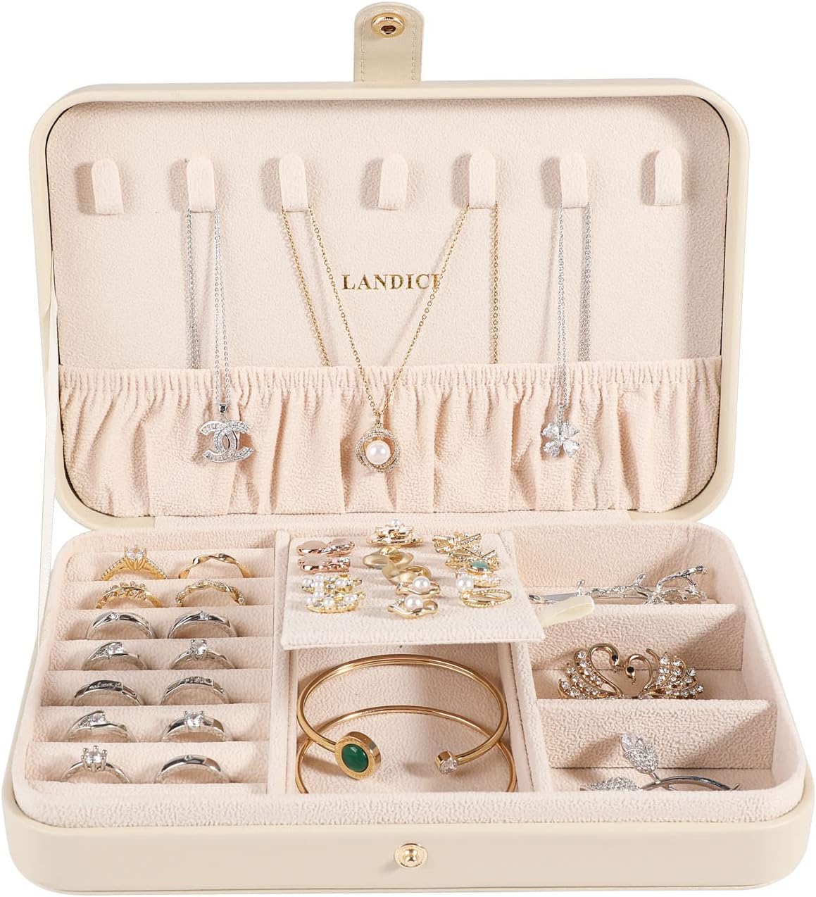 Small Jewelry Box for Women Girls, PU Leather Travel Jewelry Case, Portable Jewelry Organizer Storage Holder Display for Ring Earrings Necklace Bracelet Bangle Men Kids Gift, Black