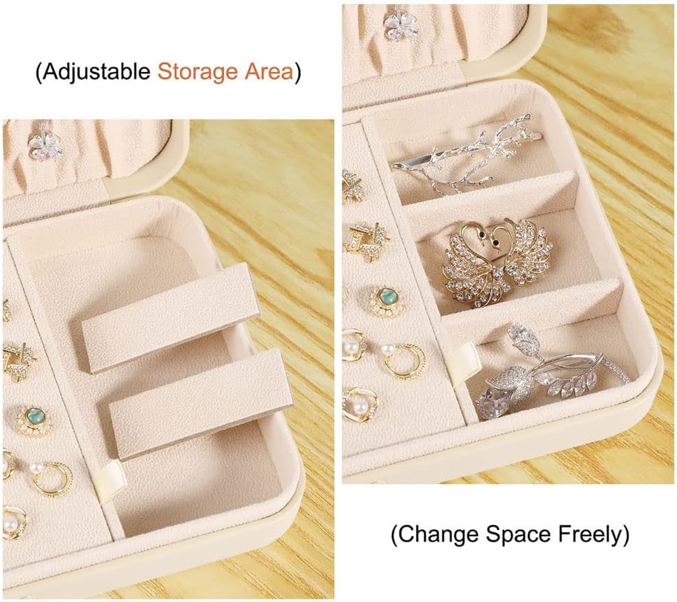 Small Jewelry Box for Women Girls, PU Leather Travel Jewelry Case, Portable Jewelry Organizer Storage Holder Display for Ring Earrings Necklace Bracelet Bangle Men Kids Gift, Black